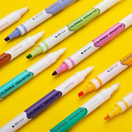 Highlighters 10 Colours Morandi Erasable Double Head Fluorescent Pen Set Colorable Highlighter Student Mark Creative Hand Account Stationery