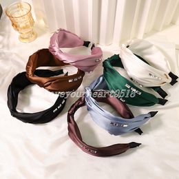 2021 Vintage Silk Satins Headbands Cloth Bezel Hairband Women Clips Hair Accessories Headband Opaska Do Wlosow Bandeau Femme Diademas