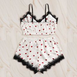 Sexy Pink Cute Women's Bra Set Heart Print Pajama Set Soft Polyester Lingerie Lady Smooth Underwear Bra+Brief Set Lace Lingerie Q0706