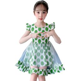 Girls Summer Dress Dot Pattern Girl Child Casual Style Children Mesh Teenage Kids Costume For 210528