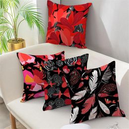 Cushion/Decorative Pillow Decorative Pillows Cover For Living Room Sofa Throw Pillowcase Home Decor Abstract Colorful Red Leaf Print Cushion