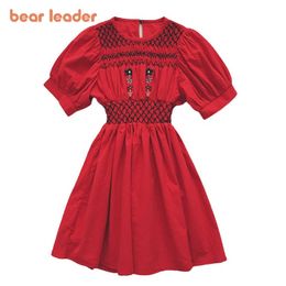 Bear Leader Girls Casual Dress Fashion Summer Kids Embroidery Flowers Vestidos Korean Style Children Princess Clothing 3-7Y 210708