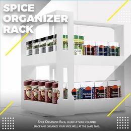 Multi-Function Rotating Storage Shelf Kitchen Spice Organiser Rack Slide Cabinet Cupboard 211112