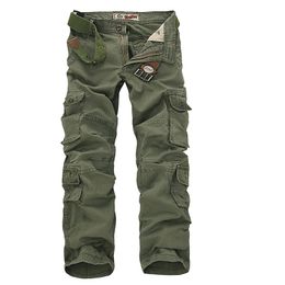 Mens Military Cargo Pants Multi-pockets Baggy Men Cotton Pants Casual Overalls Army Oustdoor Tactical Trousers no belts 46