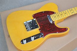 Factory Custom Shop Light Yellow Electric Guitar Vintage Tuners Maple Fretboard Red Pickguard Basswood Body Dot Inlay Chrome Hardware