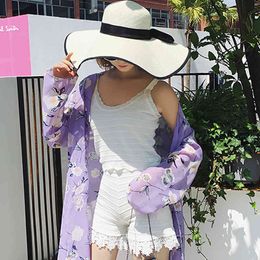 Fashion Sweet Floral Chiffon Shirt For Women 2019 Summer Sun Protection Thin Cardigan Beach Vacation Kimono Blouse Jacket X0521