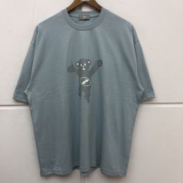 Pink Light blue Bear Printing we11done T-shirt Men Women High Quality Casual Top Tee Korea Fashion WELLDONE T shirt C0325