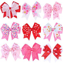 Hair Accessories Baby Girls Bow Love heart print Hairpin Valentine's Day Headwear fashion Kids hairbow Boutique children Barrettes 9 Colours