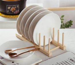 Wholesale Wooden Dish Rack, Plate Racks Stand Pot Lid Holder, Kitchen Cabinet Organizer for Cup, Cutting Board, Bowl, Drying