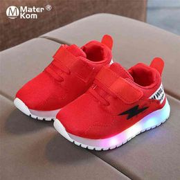 Size 21-30 Baby Glowing Hook Loop Sneakers Kids Unisex Led Light Shoes Girls Luminous Sneakers for Baby Toddler Luminous Shoes 210329