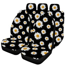 Car Seat Covers Universal Daisy Pattern Cover Polyester Fabric Wear-resistant Flower Print Auto SUV Decorative Protector