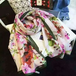 Designer Flowers Printing Scarves 180cm X 90cm Imitation Silk Scarf Fashion Brand Wrap Women Stain Towel 3 Colours