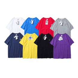 Mens Solid Color Tee T-shirts Fashion Trend Short Sleeve Loose Cozy Tops Designer Male Summer Round Neck Casual Hip Hop Skateboard Thin Tshirts