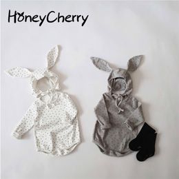 Baby Bodysuit Baby Spring Clothes Rabbit Triangle Climbing Pure Cotton Bag Fart Hat Set 210701