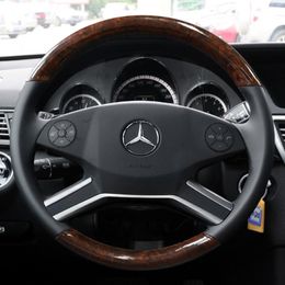 For Mercedes-Benz M-Class R-Class GL-Class ML350 ML400 R320 DIY custom imitation mahogany leather hand-sewn car interior steering wheel cover