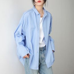 Spring Women Office Lady Blouse Single Breasted Turn-down Collar Long-sleeved Solid Colour Minimalist Shirt 8Y688 210510