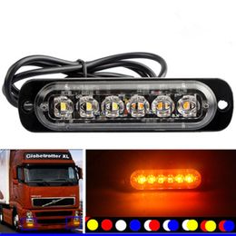 6 LED Flash Emergency Warning Light for Car Auto Truck SUV Motorcycle Side 18 Strobe Modes Flashing Light 12V-24V Bright Lamp