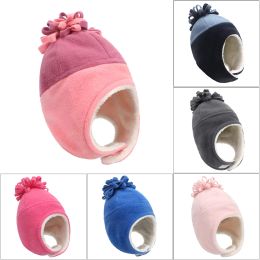 Winter Baby Warm Hats Polar Fleece Thick Velvet Cap Solid Color Toddler Ear Muffs Hat Outdoor Ski Caps for Boys And Girls