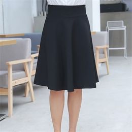 Large Size Women's M-5XL Spring and Autumn Elegant Black Pleated Skirt Mid-length High-quality 210527