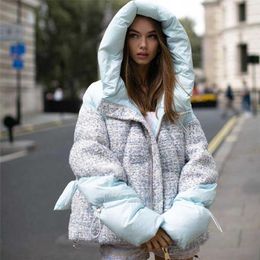Spot Fit Cold Weather Winter Women's Fluffy Woolen Down Coat Female Oversized Thicker Warm Down Jacket Hooded Down Parkas F2423 211221