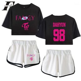 Kpop TWICE SONG FANCY Fashion Summer Women Two Piece Set Shorts And Lovely T-shirts Clothes Women's Tracksuits