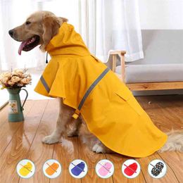Dog Raincoat Waterproof Rain Clothes With Reflective Tape Pet Clothing Coat For Big Medium Small Dogs Golden Retriever Labrador 210729