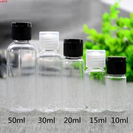 50pcs 15ml,20ml,30ml,50ml transparent flip top plastic travel set bottles containers, empty PET bottle small cosmetic bottlegoods