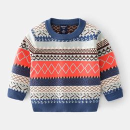 2021 Winter Kids Sweater Fashion Boy Splicing Pullover Baby Round Neck Base Coat Children Thick Sweater Toddler Boy Clothes Y1024