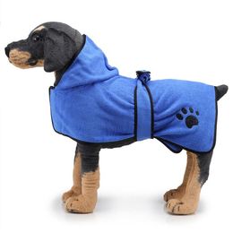 Soft Quickly Absorbing Water Fiber Pet Grooming Supplies Drying Towel Robe Dog Bathrobe With Hat Apparel