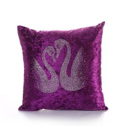 2021 European Style Swan Patterns Decorative Velvet Fabric Throw Pillow Home Bedside Sofa Backrest Cushion Factory Direct Sales