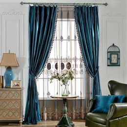 Curtain & Drapes Luxury European Thick Velvet Solid Curtains For Living Room Bedroom Blackout Window Treatment Curtainshome Decoration