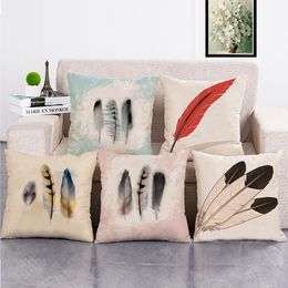 Cushion/Decorative Pillow A Feather Pattern Cover Home Decoration Sofa Car Cushion Removable And Washable 45*45cm Square