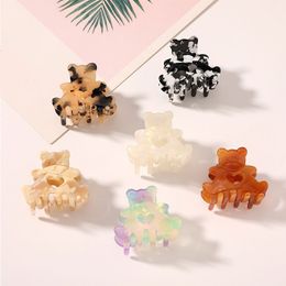 Women Retro Acrylic Small Size Bear Hair Claws Hairpins Leopard Marble Print Clamps Hairgrip Hair Accessories
