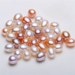100 Pieces Wholesale Half Drilled Freshwater Pearl Loose Rice Teardrop 6*8mm Natural Pearls DIY Jewelry Making