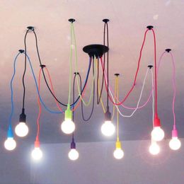 Ceiling Lights Modern E27 Art Colourful Pendant Spider Chandelier Lamp Indoor Decoration 4/6/8/10/12/14 Heads