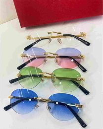 Luxury Design-CT Unisex Gradient Rimless Sunglasses UV400 54-18-145 round-oval lens Pure-Titanium Women Men GOGGLES Eyeglasses Occhiali full-set case