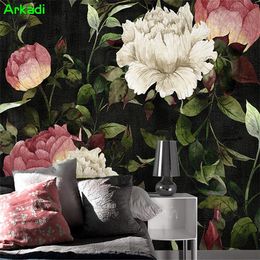 Wallpapers Europe And America Retro Oil Painting Rose Po Mural 3D Wallpaper Bedroom TV Background Customise Size