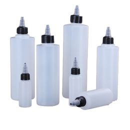 Refillable Bottle Plastic White Flat Shoulder Black Collar 30ml to 500ml The Tip Mouth Cover Empty Flexible Glue Squeeze The Packaging Container Bottles