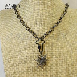 Pendant Necklaces 2Pcs Black Gun Pave Zircon Necklace 24''long Cross Wholesale Jewellery Chain 5837