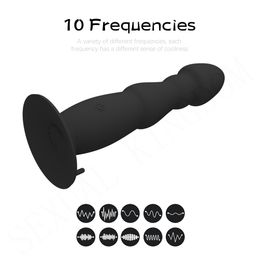 Massage 10 Modes Remote Control Anal Plug Vibrator Silicone Dildo Female Masturbation Anal G-spot Stimulator Sexy Toys for Woman and Man