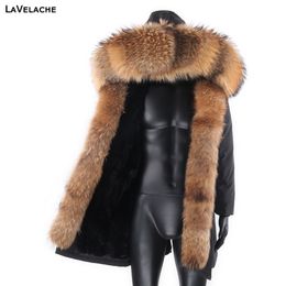 Waterproof Men Parka Winter Jacket Fashion Warm Long Rabbit Fur Coat Man Parkas Natural Fur Outerwear Streetwear 211110