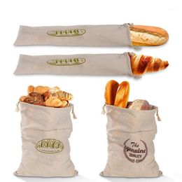 Storage Bags 1pc Reusable Linen Bread Homemade French Baguette Packaging Drawstring Eco-Friendly Bag