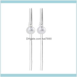 Dangle & Chandelier Jewelryshishang 925 Sier Pl Line Simple Fashion 6 / 8Mm Beizhu Long Chain Earrings Ear Jewellery Female Drop Delivery 2021