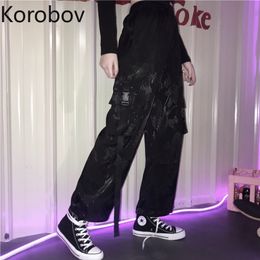 Korobov Streetwear Print Women Cargo Pants Harajuku Pockets Chic Women Trousers Casual Japanese Joggers Mujer 79512 210430