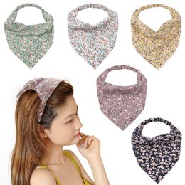 Floral Elastic Hair Scarf Headband Chiffon Head Kerchief Elastic Floral Printed Turban Boho Headbands Hair Bandanas for Women