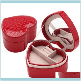 Packaging & Display Jewelrybeauty Cosmetic Heart Shaped Makeup Case Jewelry Box Pu Leather Ring Earring Pandant Storage Pouches, Bags Drop D