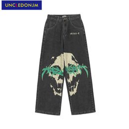 Skeleton Printed Jeans Men Designer For Distressed Denim 2021 Streetwear Women U2006-4 Men's