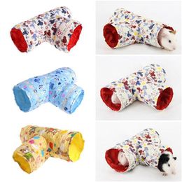 Small Animal Supplies Useful Printed Pet Hamster Toys Tunnel Cartoon 3 Way Tubes Bed Nest For Rabbits Ferrets Guinea Pigs