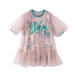 Children Sequins Sporty Sequin Dress for Teenagers Girls Lovely Shiny Ruffles Summer Beach Holiday Clothing 210529