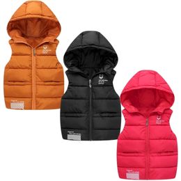Children Down Vest Girls Hooded Jacket Winter Waistcoats Boy Baby Autumn Outerwear Coats 3-8 Years Kids Warm Clothes 211203